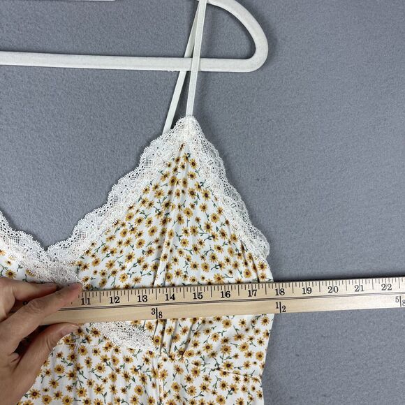 VTG 90s Y2K Babydoll Floral Maxi Dress Women XL Strappy Lace Trim Slip Fairycore - Picture 6 of 14